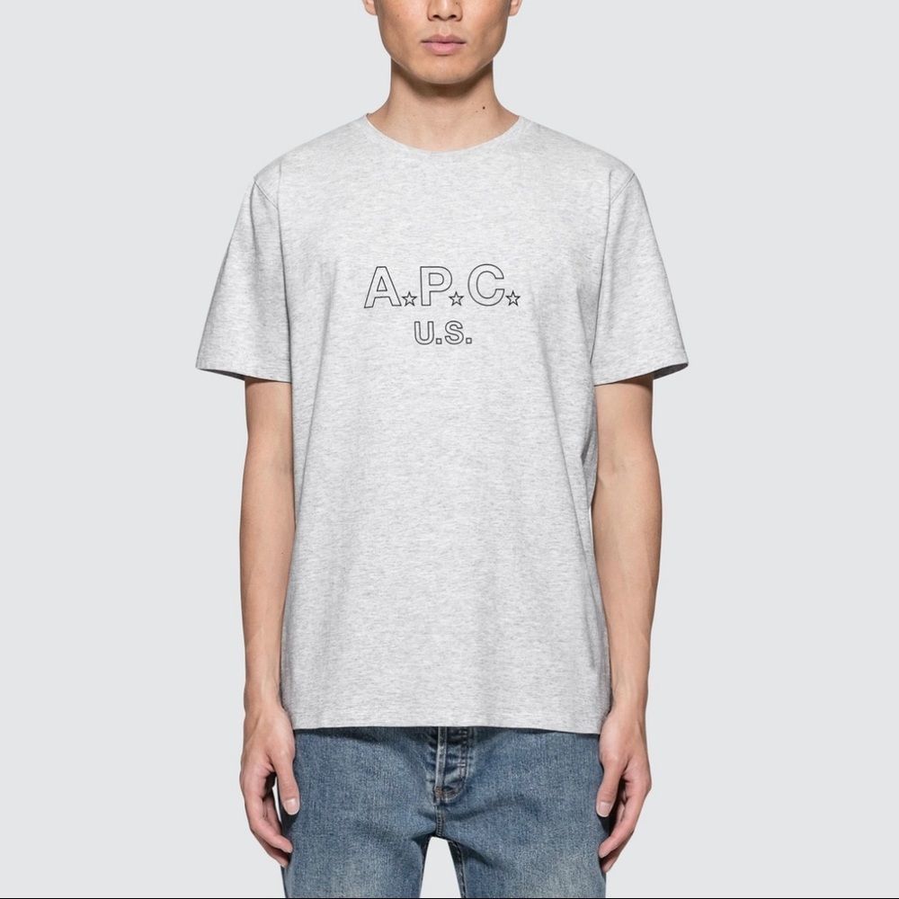 A.P.C. U.S. STAR LOGO TEE IN GREY MELANGE 2017 U.S. CAPSULE COLLECTION - Picture 2 of 15